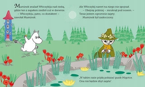 Muminki Muminek i urodzinowy guzik czytanka z dużymi literami