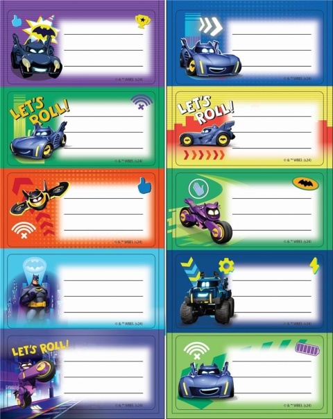 Naklejki nalepki na zeszyty 10 szt Batman Batwheels Naklejki nalepki na zeszyty 10 szt Batman Batwheels