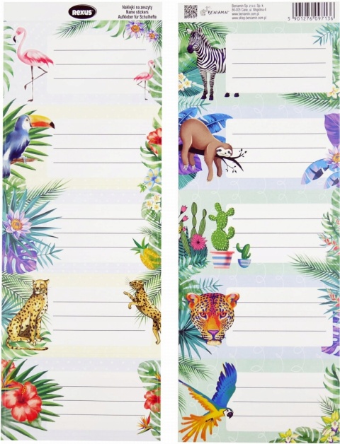 Naklejki nalepki na zeszyty 10 szt dzikie zwierzęta