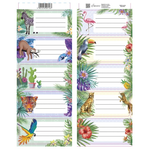 Naklejki nalepki na zeszyty 10 szt dzikie zwierzęta