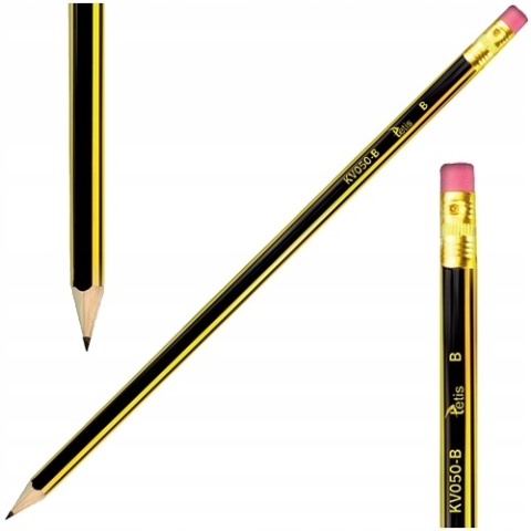 Ołówek z gumką Tetis komplet twardość B KV050 12 szt