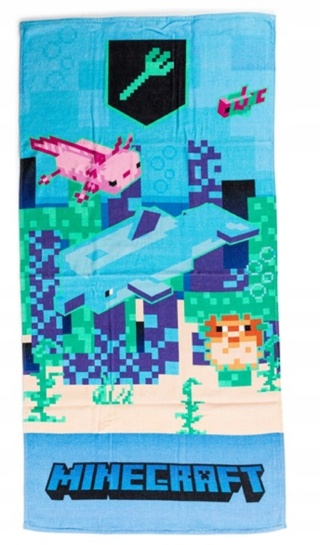 Ręcznik kąpielowy plażowy bawełna MINECRAFT podwodny świat 70x140