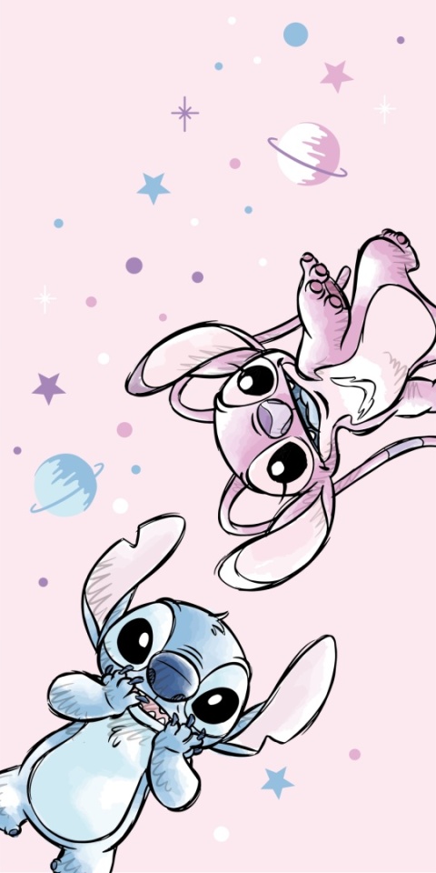 Stitch i Angel Ręcznik kąpielowy plażowy szybkoschnący Stich Andzia 70x140