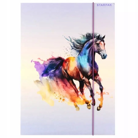 Teczka z gumką A4 na dokumenty rysunki koń akwarelowy