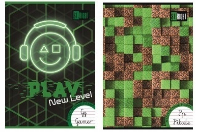 Zeszyt A4 trzy linia kolorowa do nauki pisania 32k Pixel Game Gamer