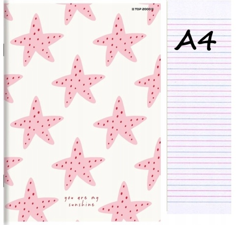 Zeszyt A4 trzylinia kolorowa do nauki pisania 32 kartek gwiazda rozgwiazda