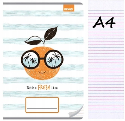 Zeszyt A4 trzylinia kolorowa do nauki pisania 32 kartek wesoła pomarańcza