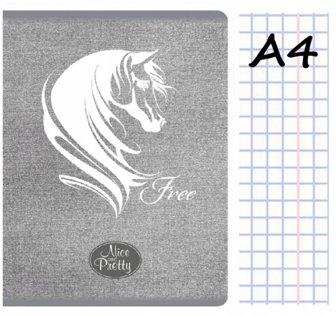 Zeszyt A4 w kratkę 60 kartek z marginesem koń konik szkic