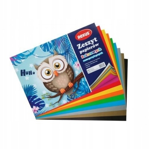 Zeszyt papierów kolorowych samoprzylepnych 8 kolorów A4 Rexus