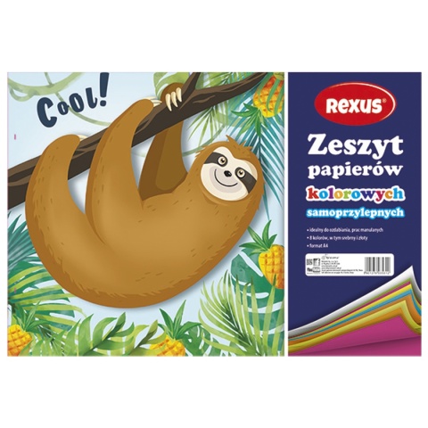 Zeszyt papierów kolorowych samoprzylepnych 8 kolorów A4 Rexus