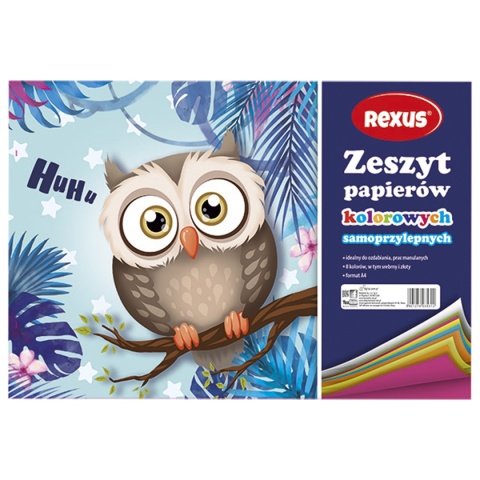 Zeszyt papierów kolorowych samoprzylepnych 8 kolorów A4 Rexus