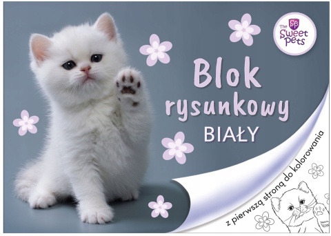 Blok rysunkowy z pierwszą stroną do kolorowania kot pies A4 20 kartek biały