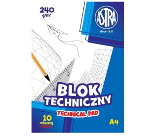Blok techniczny A4 240 g/m2 10 kartek biały Astra