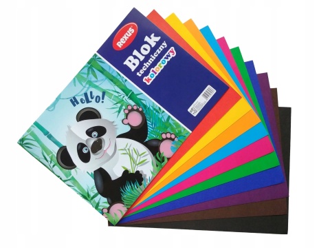 Blok techniczny kolorowy A4 10 kartek 150 g/m2 Rexus