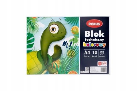 Blok techniczny kolorowy A4 10 kartek 150 g/m2 Rexus
