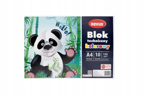 Blok techniczny kolorowy A4 10 kartek 150 g/m2 Rexus