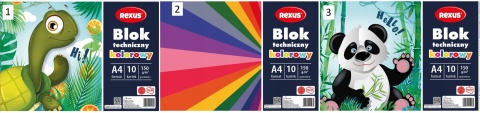 Blok techniczny kolorowy A4 10 kartek 150 g/m2 Rexus