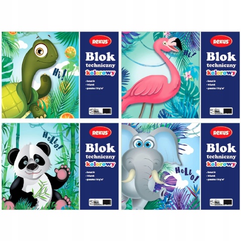 Blok techniczny kolorowy A4 10 kartek 150 g/m2 Rexus