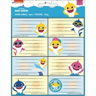 Naklejki nalepki na zeszyty 16 szt BABY SHARK