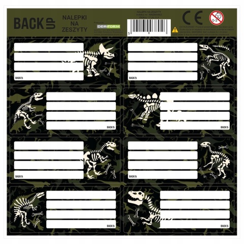 Naklejki nalepki na zeszyty 16 szt DINOZAURY