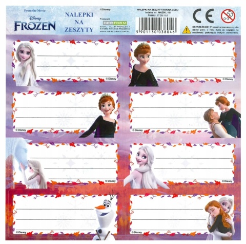 Naklejki nalepki na zeszyty KRAINA LODU Frozen 8 szt