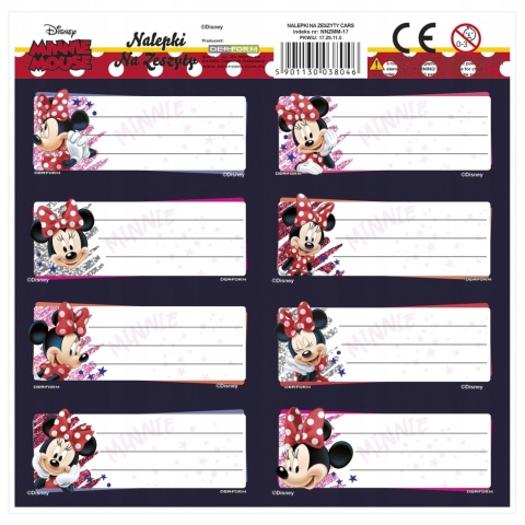 Naklejki nalepki na zeszyty 16 szt MYSZKA MINNIE