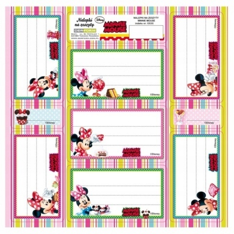 Naklejki nalepki na zeszyty 16 szt MYSZKA MINNIE