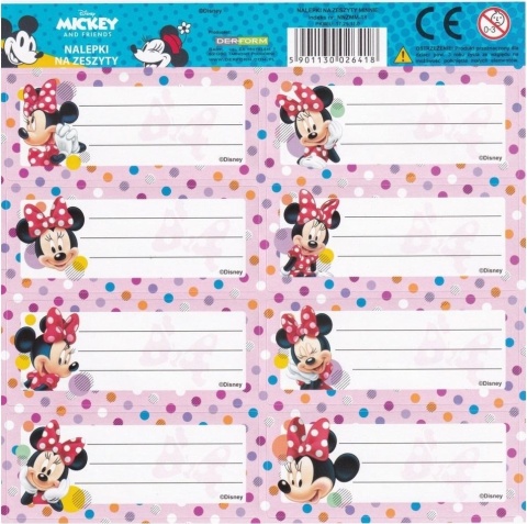 Naklejki nalepki na zeszyty 16 szt MYSZKA MINNIE