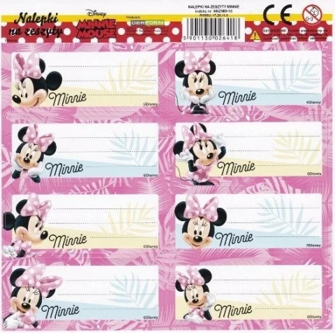Naklejki nalepki na zeszyty 16 szt MYSZKA MINNIE