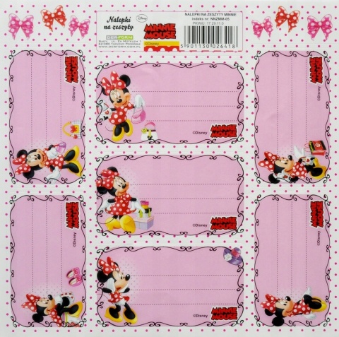 Naklejki nalepki na zeszyty 16 szt MYSZKA MINNIE