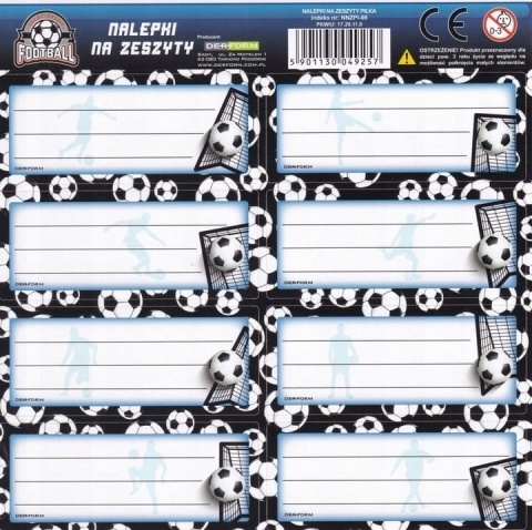 Naklejki nalepki na zeszyty 16 szt PIŁKA SPORT