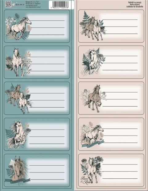 Naklejki nalepki na zeszyty koń konie koniki 10 szt