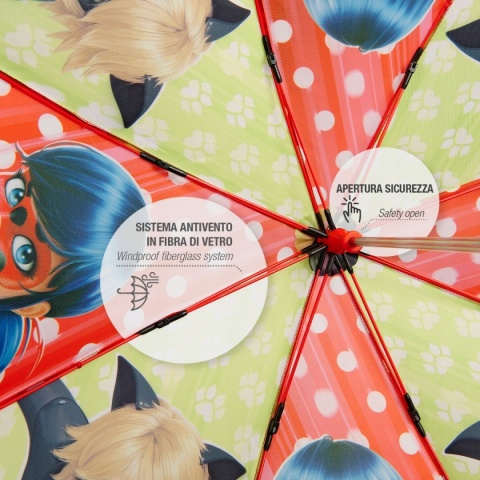 Parasol parasolka dziecięcy tekstylny BIEDRONKA I CZARNY KOT Perletti