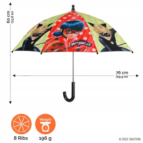 Parasol parasolka dziecięcy tekstylny BIEDRONKA I CZARNY KOT Perletti