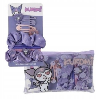Zestaw do włosów gumki frotki spinki scrunchies Kuromi w saszetce