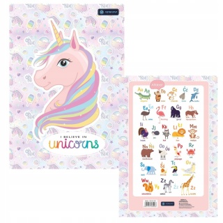 Zeszyt A4 Astra jednorożec unicorn trzy linia kolor do nauki pisania 32k