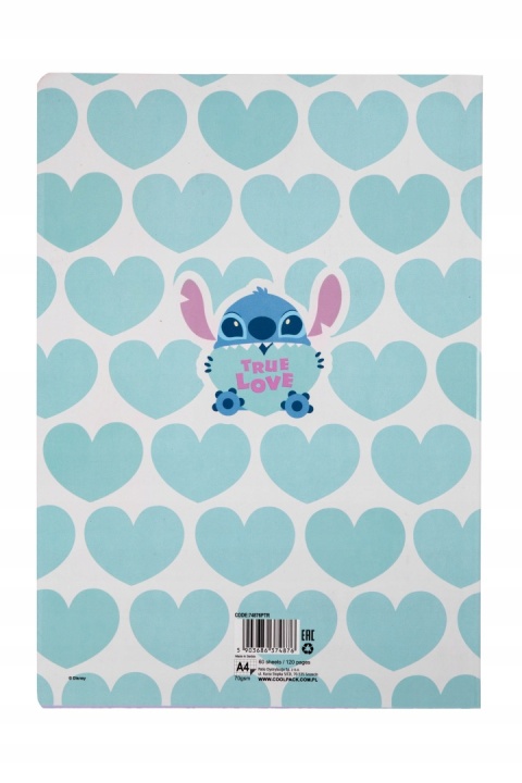 Zeszyt A4 Stitch serduszka w kratkę 60 kartek LILO I STICH