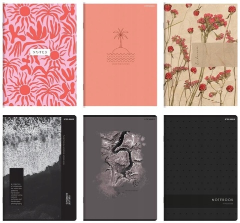 Zeszyt A4 kratka kratkę 80 kartek kwiaty abstrakcja czarne MIX 1 szt