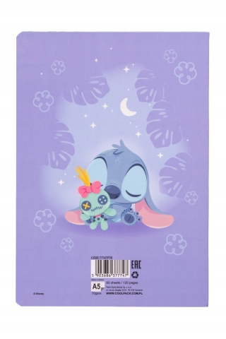 Zeszyt A5 Stitch fioletowy w kratkę 60 kartek LILO I STICH