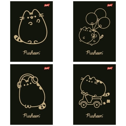 Zeszyt w kratkę A5 Pusheen kotek czarny mix wzorów 60 kartek 1 szt