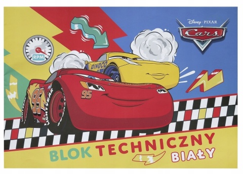 AUTA ZYGZAK MCQUEEN blok techniczny A4 170g/m2 10 kartek biały