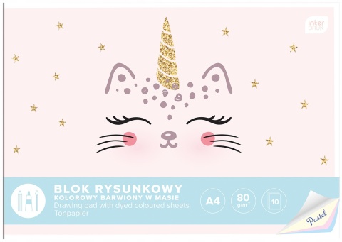 Blok rysunkowy kolorowy pastelowy A4 10 kartek 80g/m2 INTERDRUK