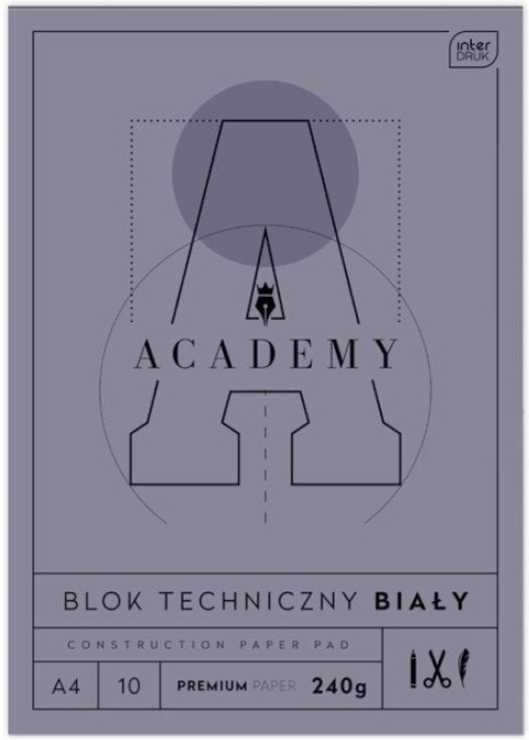 Blok techniczny A4 240 g/m2 10 kartek biały INTERDRUK ACADEMY