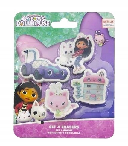 Gumki do ścierania mazania KOCI DOMEK GABI 4 SZT