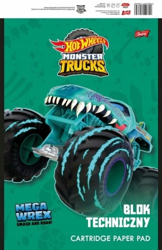 HOT WHEELS MONSTER TRUCKS wrex blok techniczny A4 190g/m2 10 kartek biały
