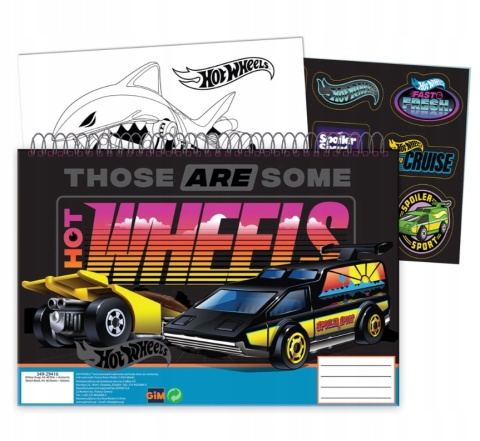HOT WHEELS auta szkicownik blok kolorowanki na spirali naklejki A4 40 k