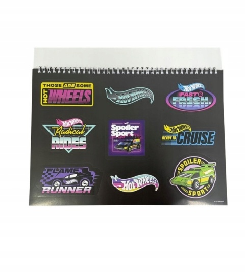 HOT WHEELS auta szkicownik blok kolorowanki na spirali naklejki A4 40 k