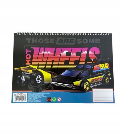 HOT WHEELS auta szkicownik blok kolorowanki na spirali naklejki A4 40 k