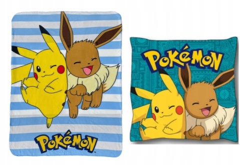 Koc kocyk polarowy 100x140 narzuta + poduszka 40x40 POKEMON