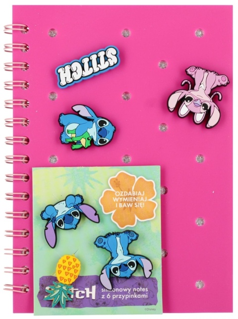 Lilo i Stitch notes kołozeszyt na spirali linia 80k A5 przypinki do crocs